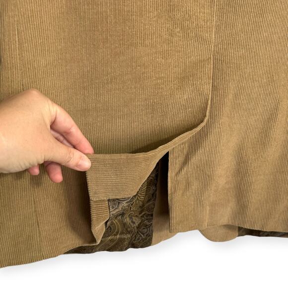 Chaps Light Brown Cotton Corduroy Paisley Lined Two Button Blazer Men's Size 48R - Picture 8 of 12